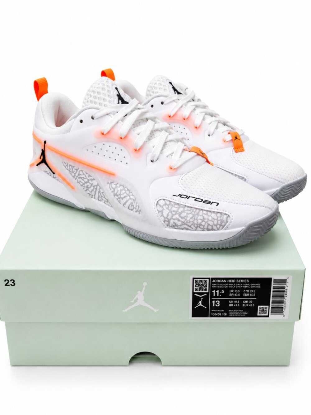 Jordan Heir Series White Total Orange Wolf Grey Sneakers IO0409-108 Mens 11.5